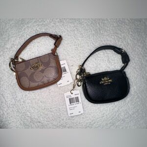 Two-Piece Mini Wristlet key chain in Black and Brown Signature price is for each